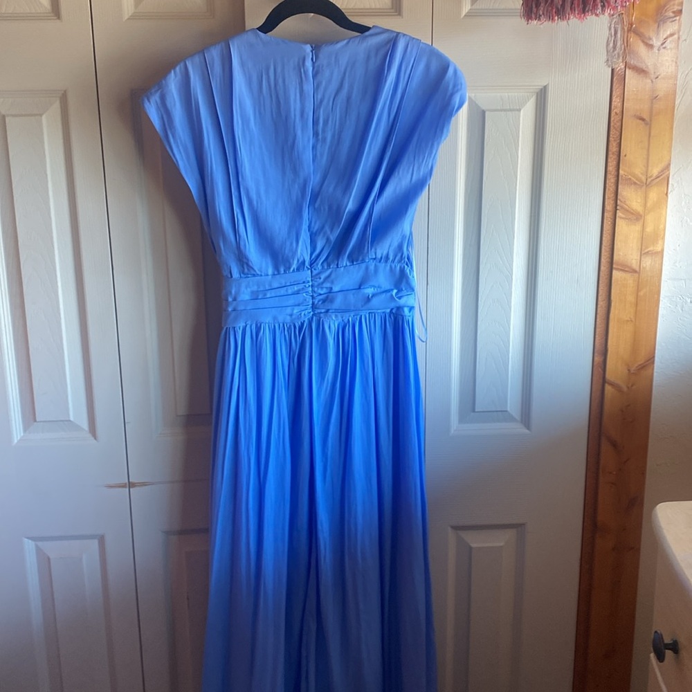 Joie NWT V-Neck Tie Waist Pleated Pockets Hidden Back Zip Close Midi Dress Sz 8 - Picture 11 of 17